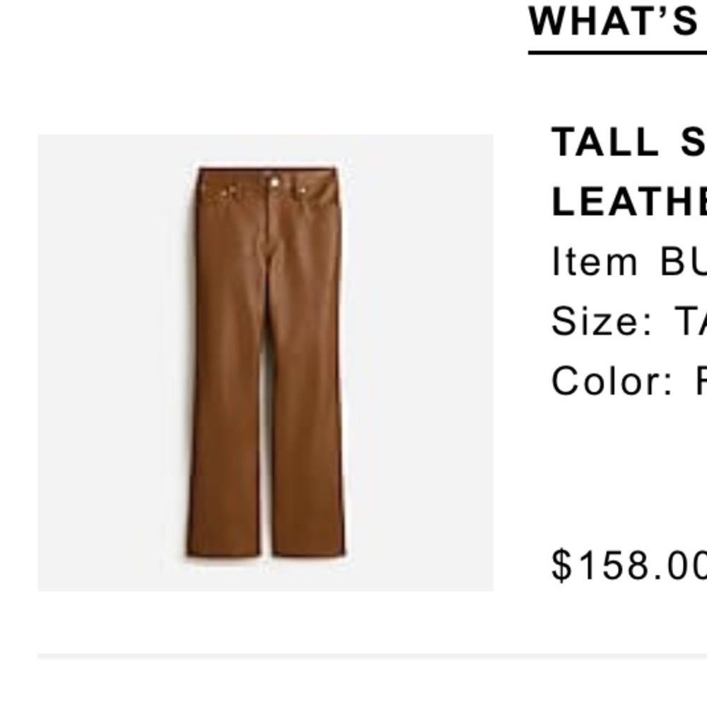 J Crew Faux Leather Pants